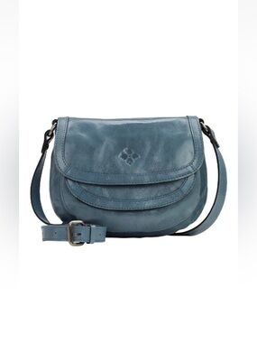 Patricia Nash Ryton Crossbody Bag Nappa Oil Waxed Leather Safflower Blue Purse